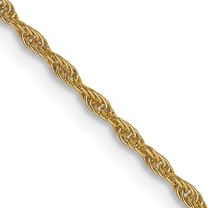 14K Yellow Gold Solid Rope Chain Necklace 1.3mm