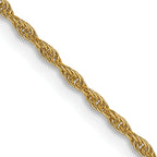 14K Yellow Gold Solid Rope Chain Necklace 1.3mm