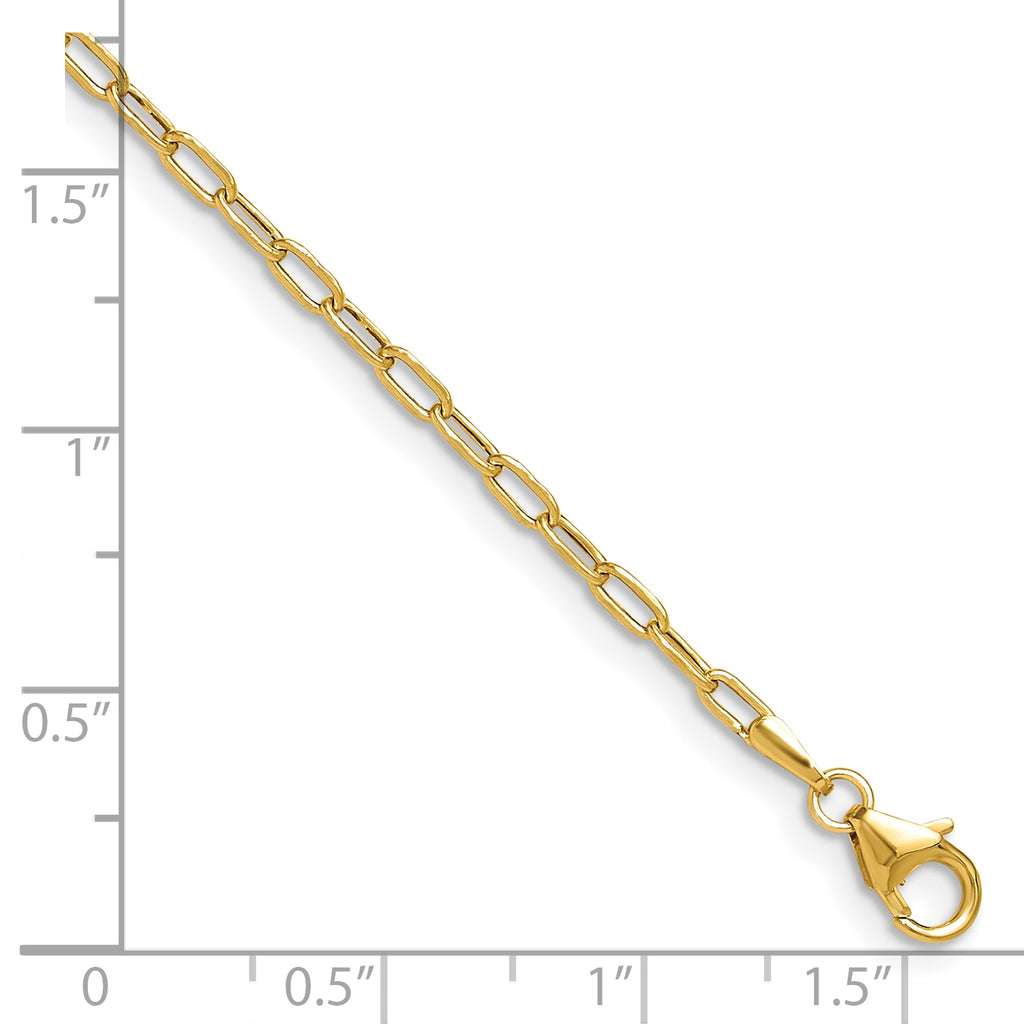 14k 2.2mm Semi-Solid Beveled D/C Paperclip Chain