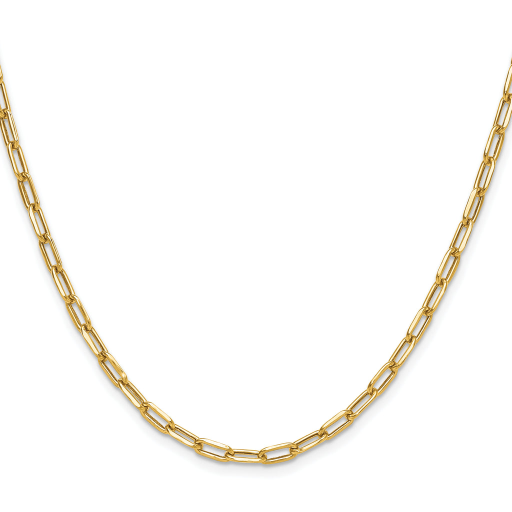 14k 3.7mm Semi-Solid Beveled D/C Paperclip Chain