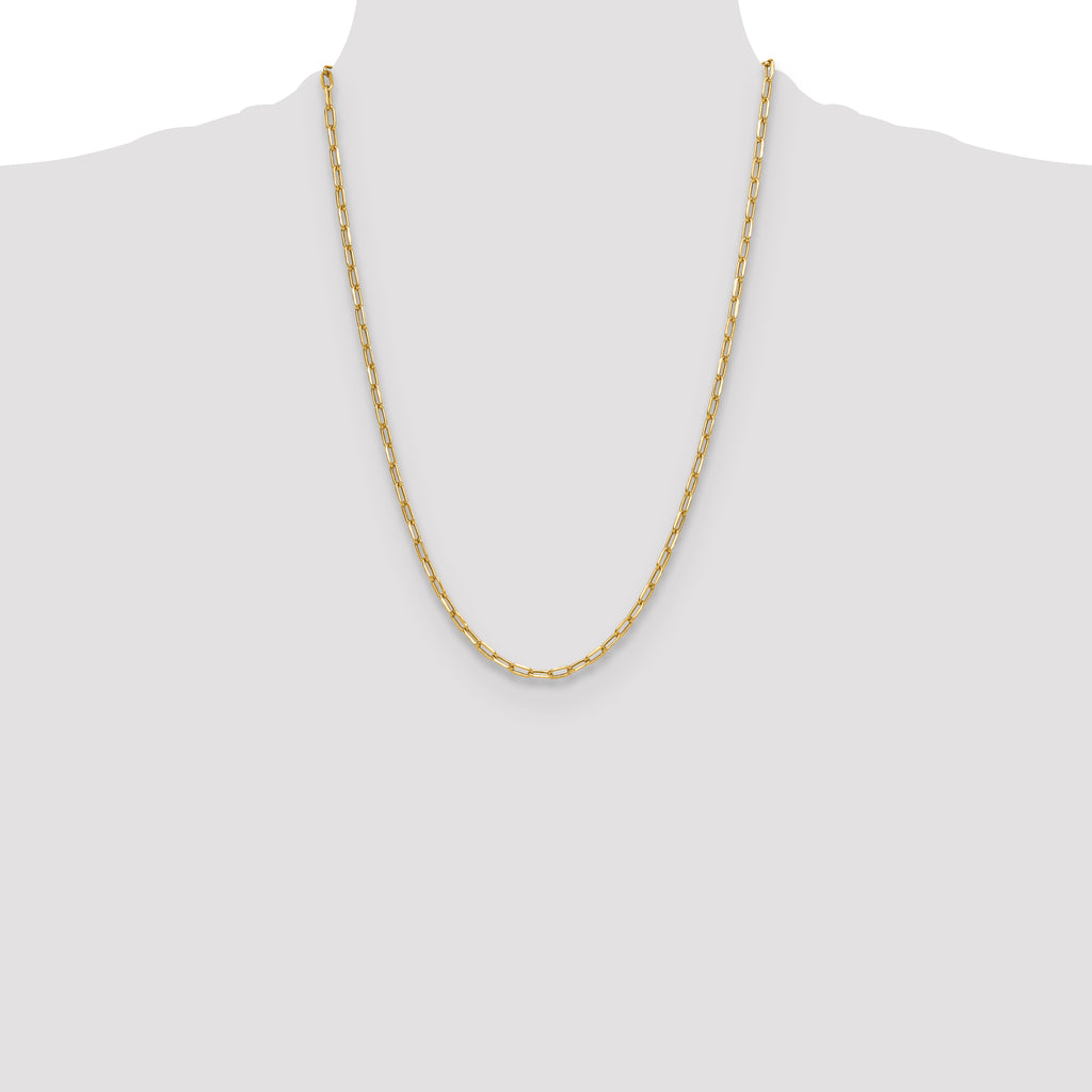 14k 3.7mm Semi-Solid Beveled D/C Paperclip Chain