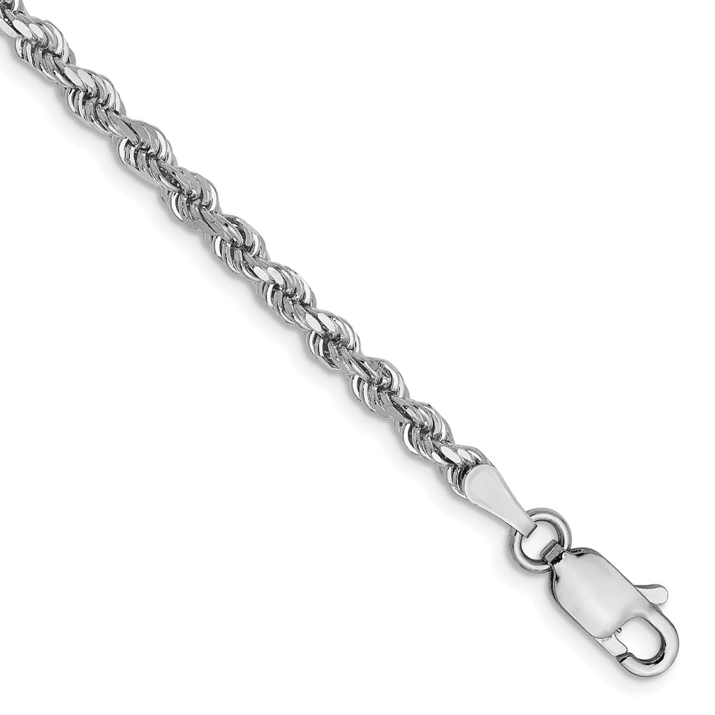 14K White Gold 2.75mm Diamond-Cut Rope Chain