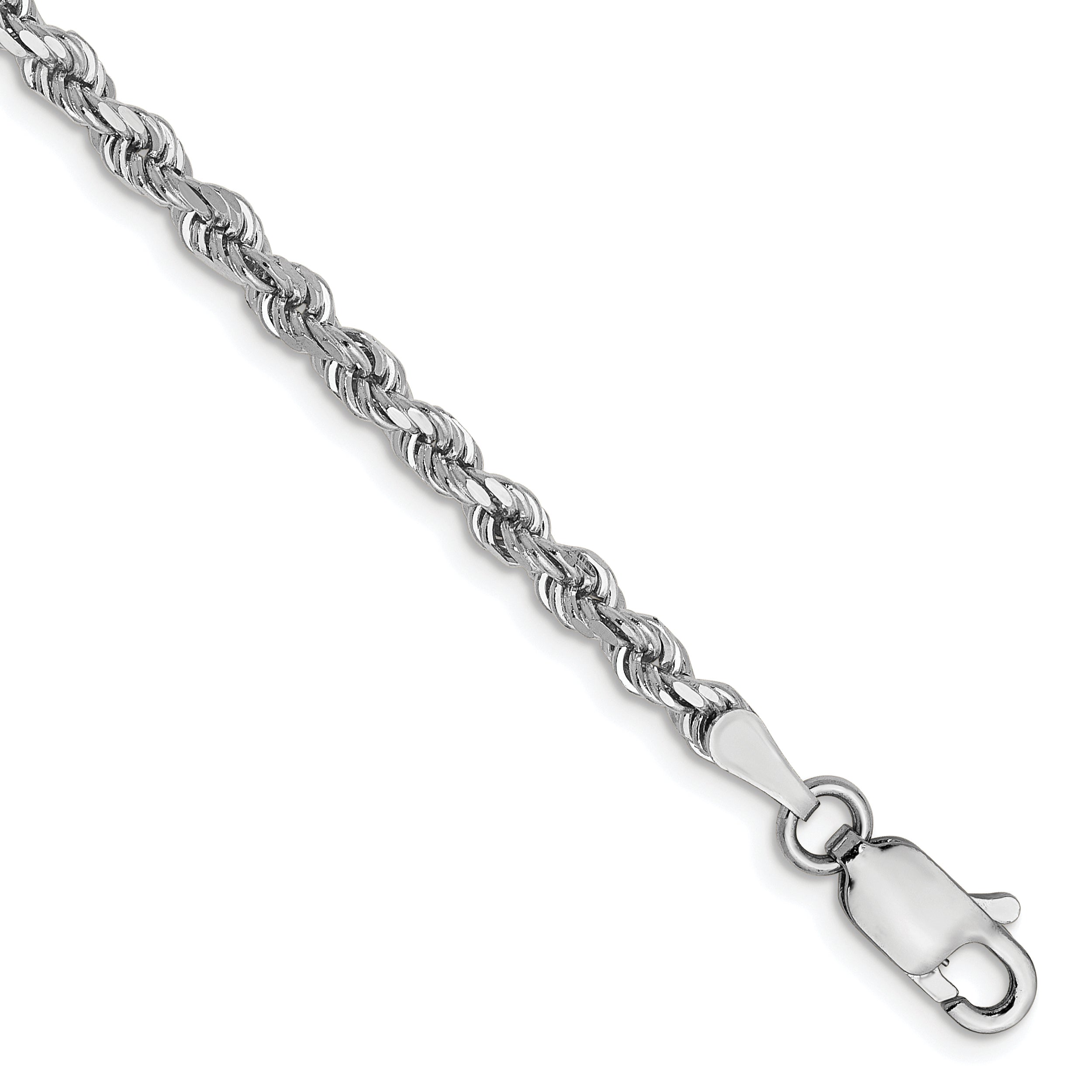 14K White Gold 2.75mm Diamond-Cut Rope Chain