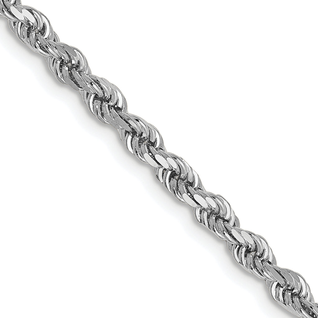 14K White Gold 2.75mm Diamond-Cut Rope Chain