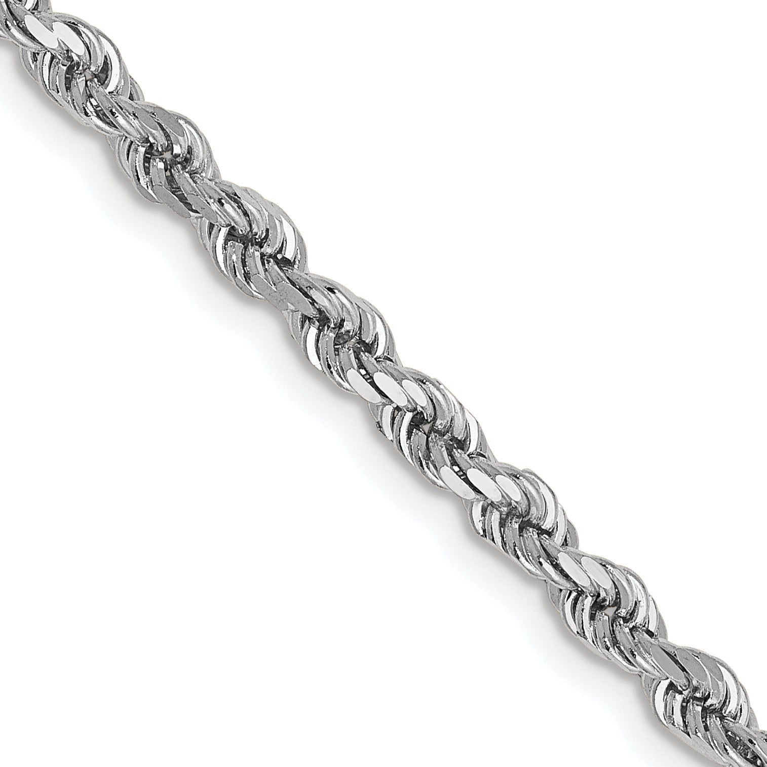 14K White Gold 2.75mm Diamond-Cut Rope Chain