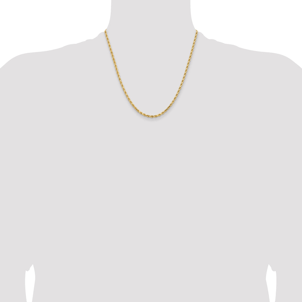 14K White Gold 3.25mm Diamond-Cut Rope Chain