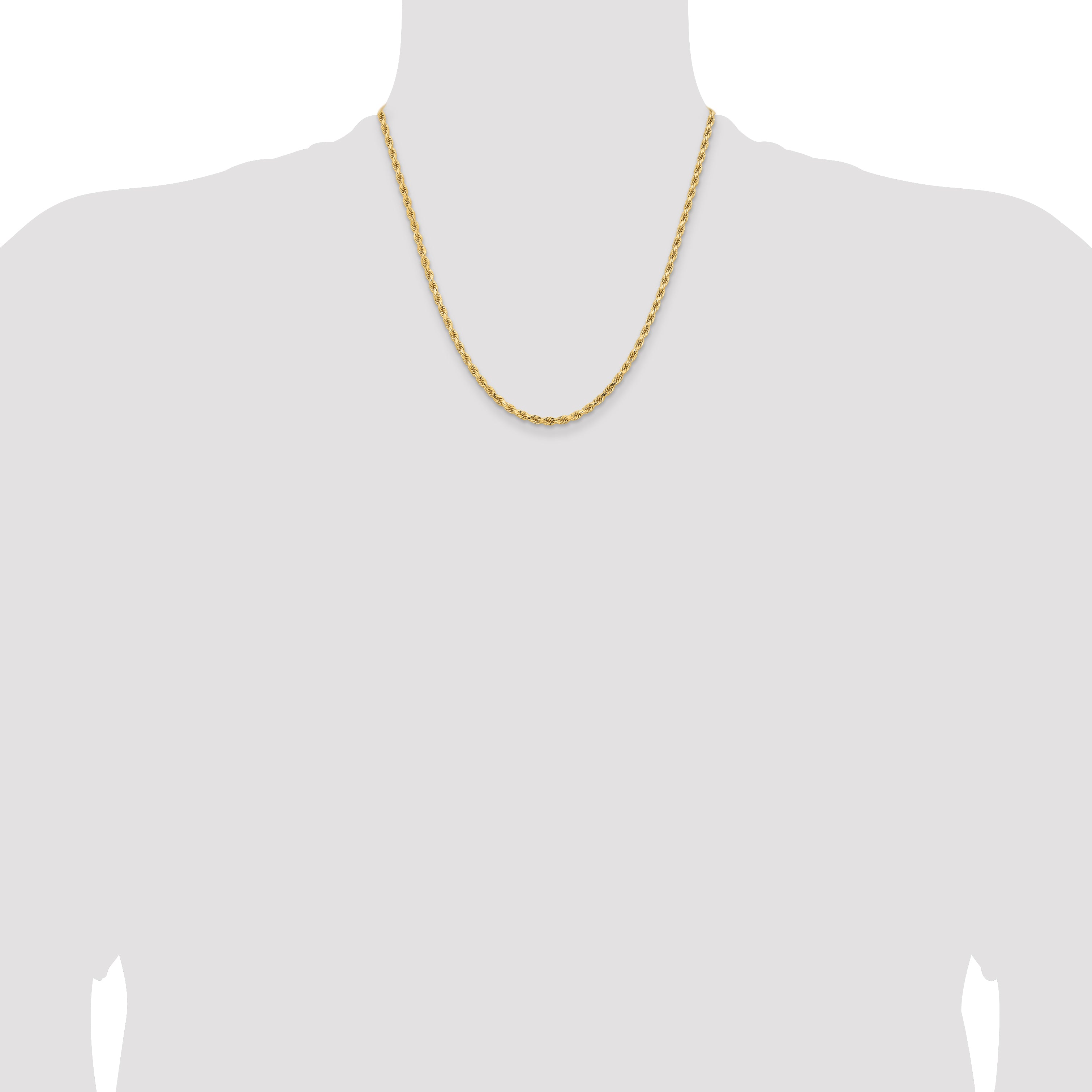 14K White Gold 3.25mm Diamond-Cut Rope Chain