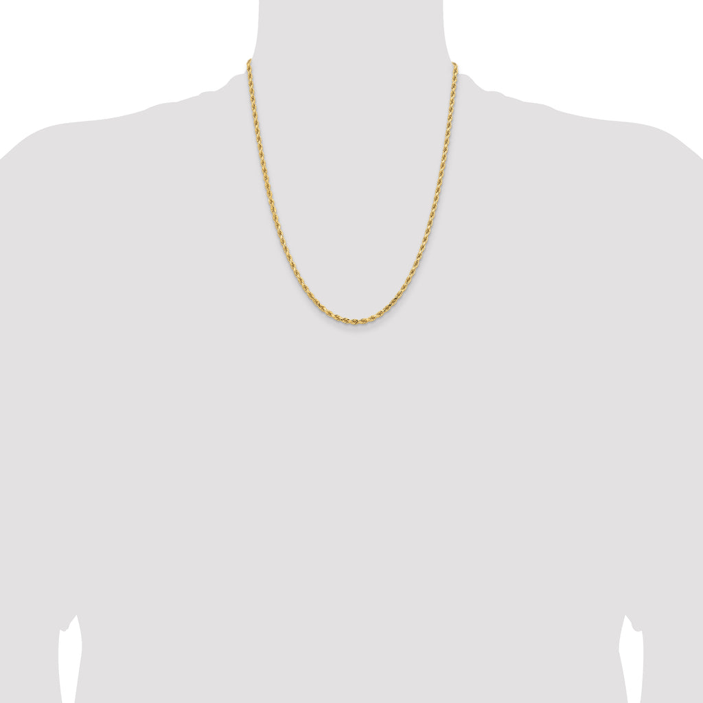 14K White Gold 3.25mm Diamond-Cut Rope Chain