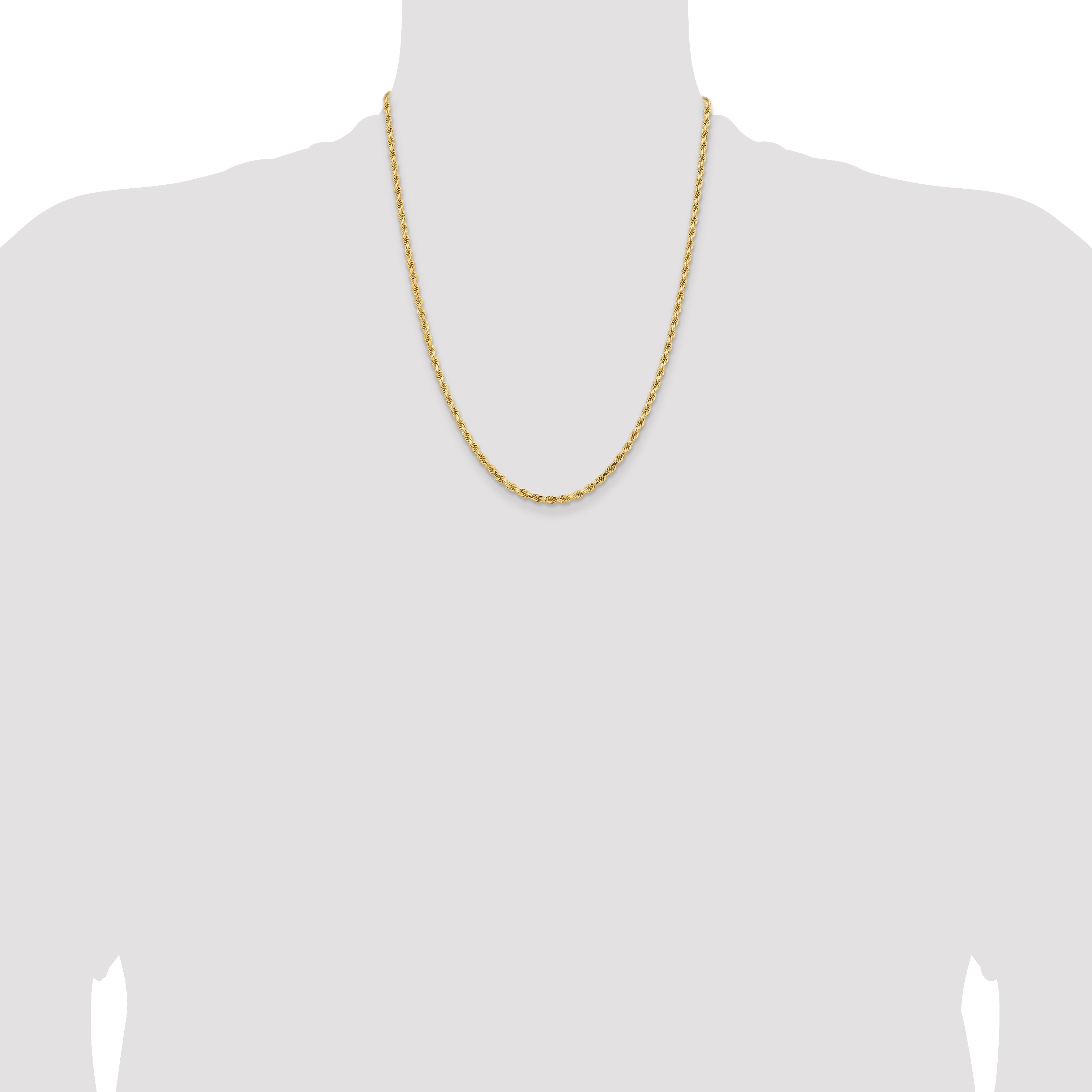 14K White Gold 3.25mm Diamond-Cut Rope Chain