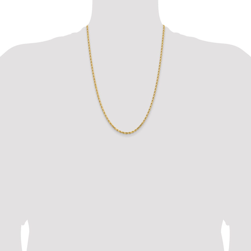 14K White Gold 3.25mm Diamond-Cut Rope Chain