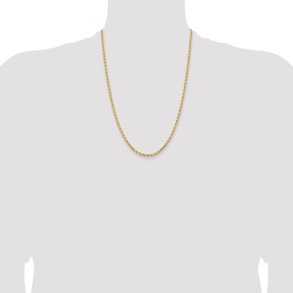 14K White Gold 3.25mm Diamond-Cut Rope Chain