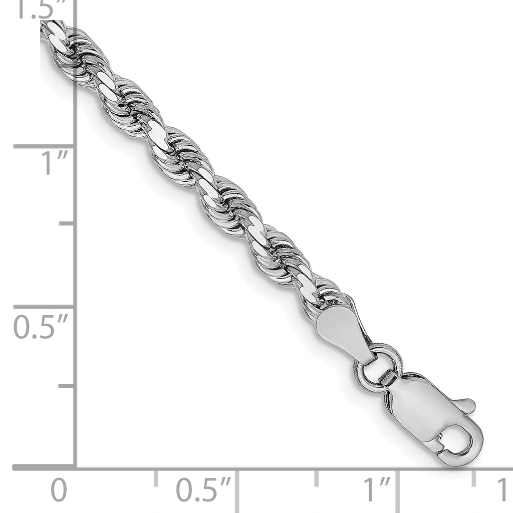 14K White Gold 3.25mm Diamond-Cut Rope Chain