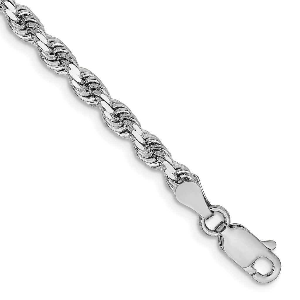 14K White Gold 3.25mm Diamond-Cut Rope Chain