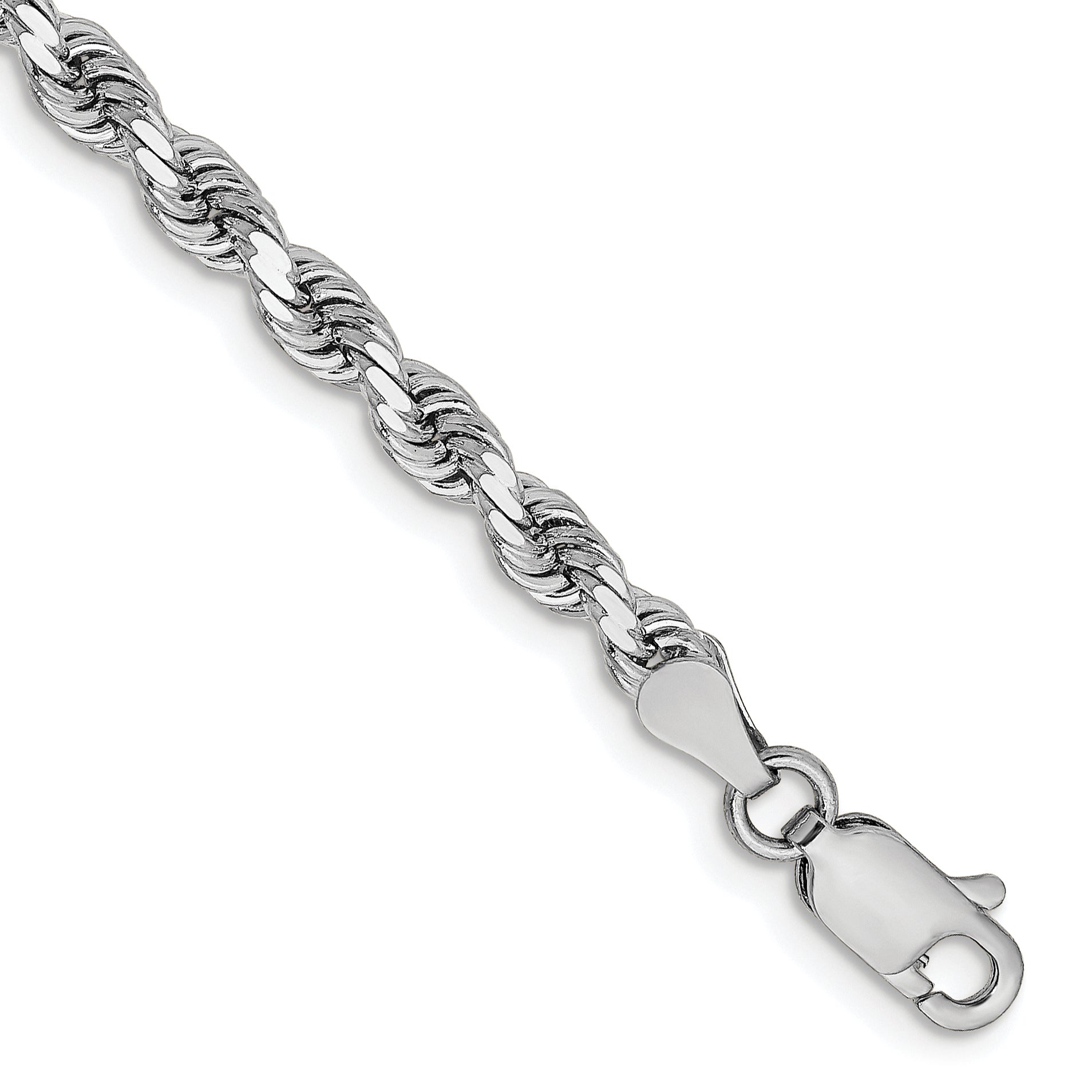 14K White Gold 3.25mm Diamond-Cut Rope Chain