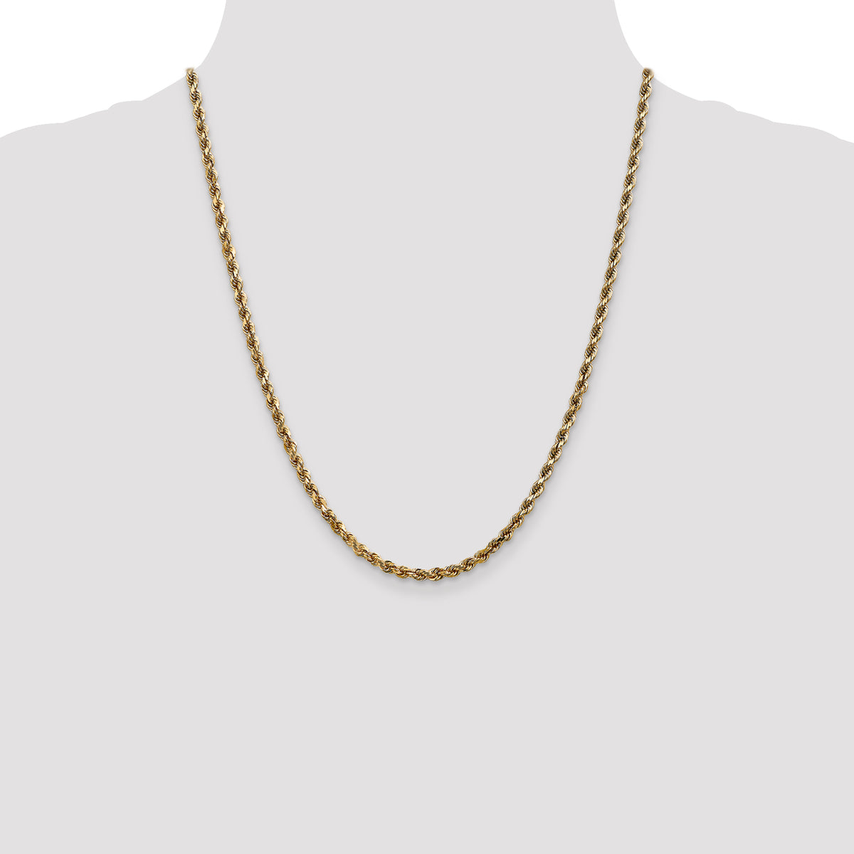 14K White Gold 3.5mm Diamond-Cut Rope Chain