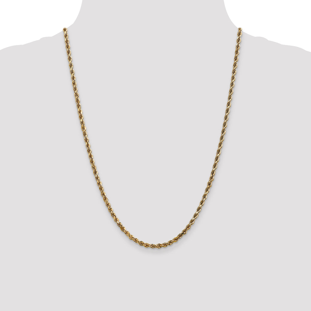 14K White Gold 3.5mm Diamond-Cut Rope Chain