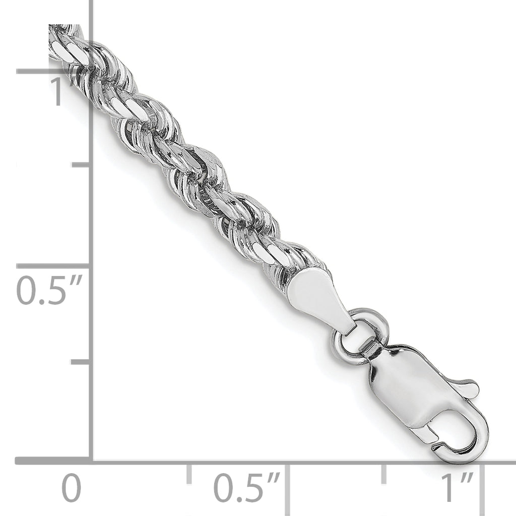 14K White Gold 3.5mm Diamond-Cut Rope Chain