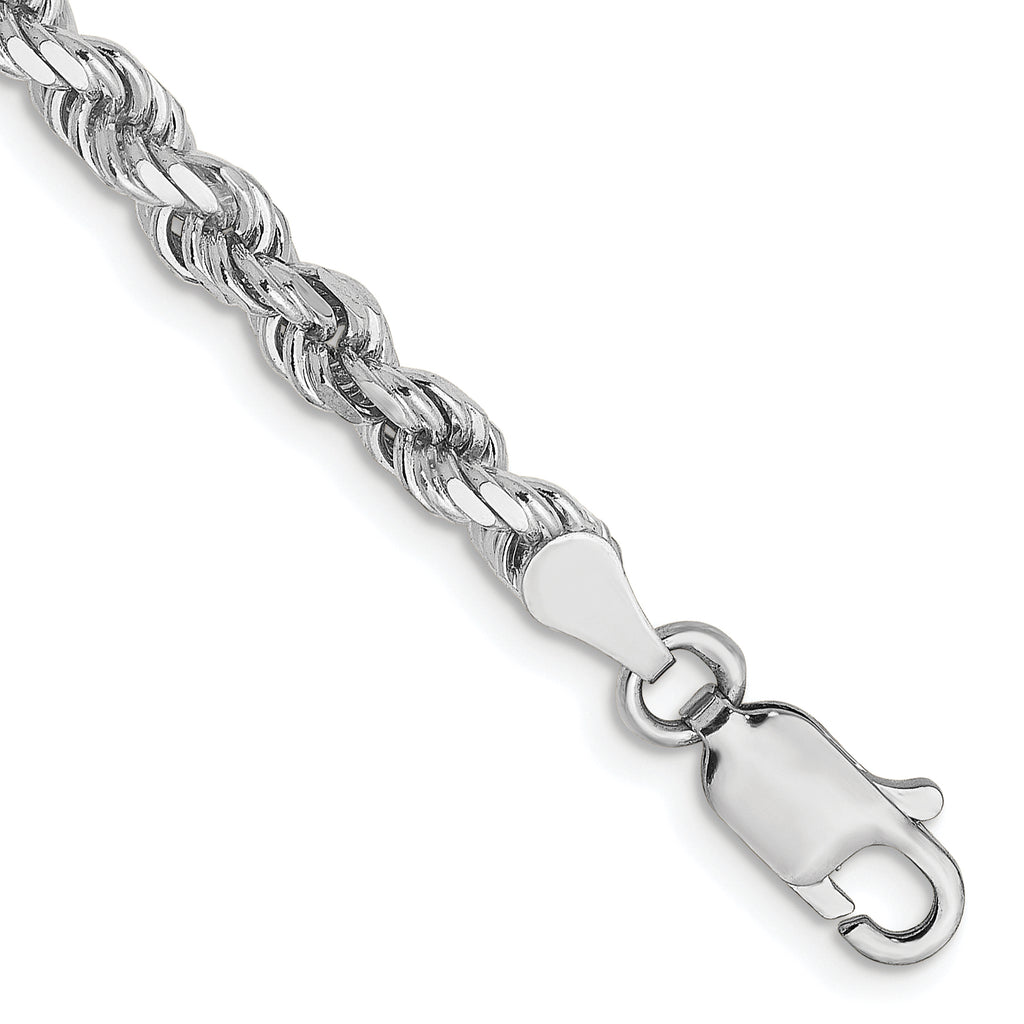 14K White Gold 3.5mm Diamond-Cut Rope Chain