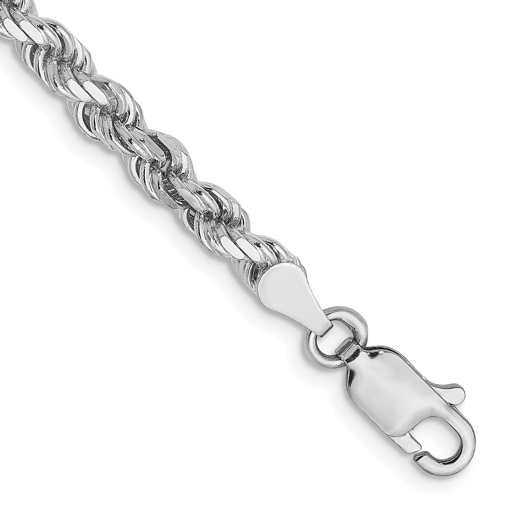 14K White Gold 3.5mm Diamond-Cut Rope Chain