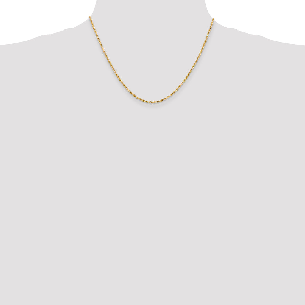 14k 2.00mm Diamond-Cut Lightweight Rope Chain