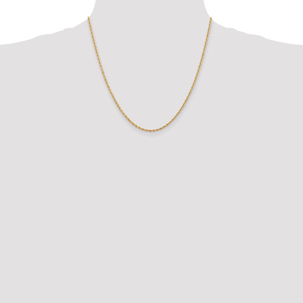 14k 2.00mm Diamond-Cut Lightweight Rope Chain