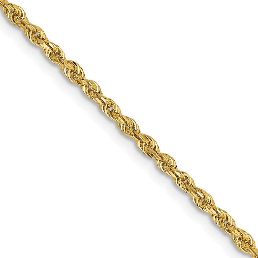 2.0mm 14K Yellow Gold Diamond-Cut Lightweight Rope Chain - Sophia Jewelers