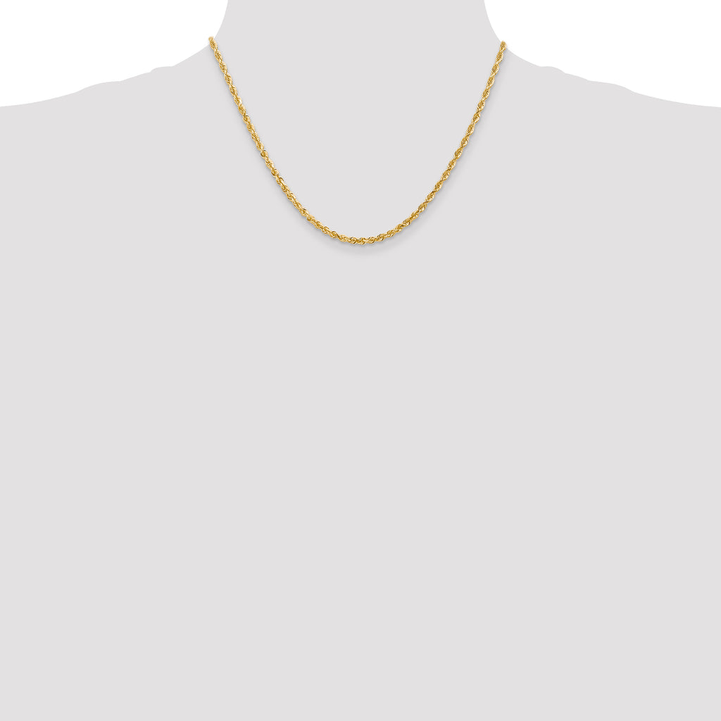 14k 3.0mm Diamond-Cut Lightweight Rope Chain
