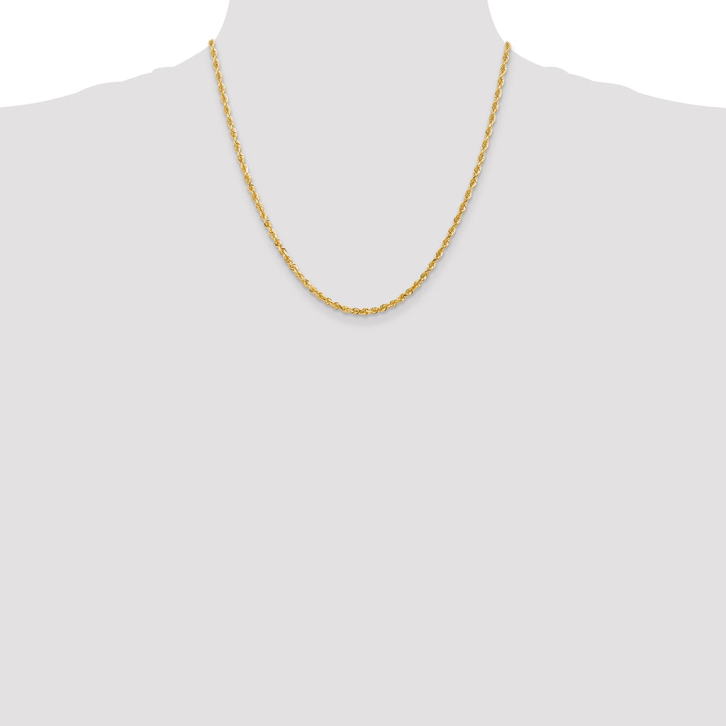 14k 3.0mm Diamond-Cut Lightweight Rope Chain