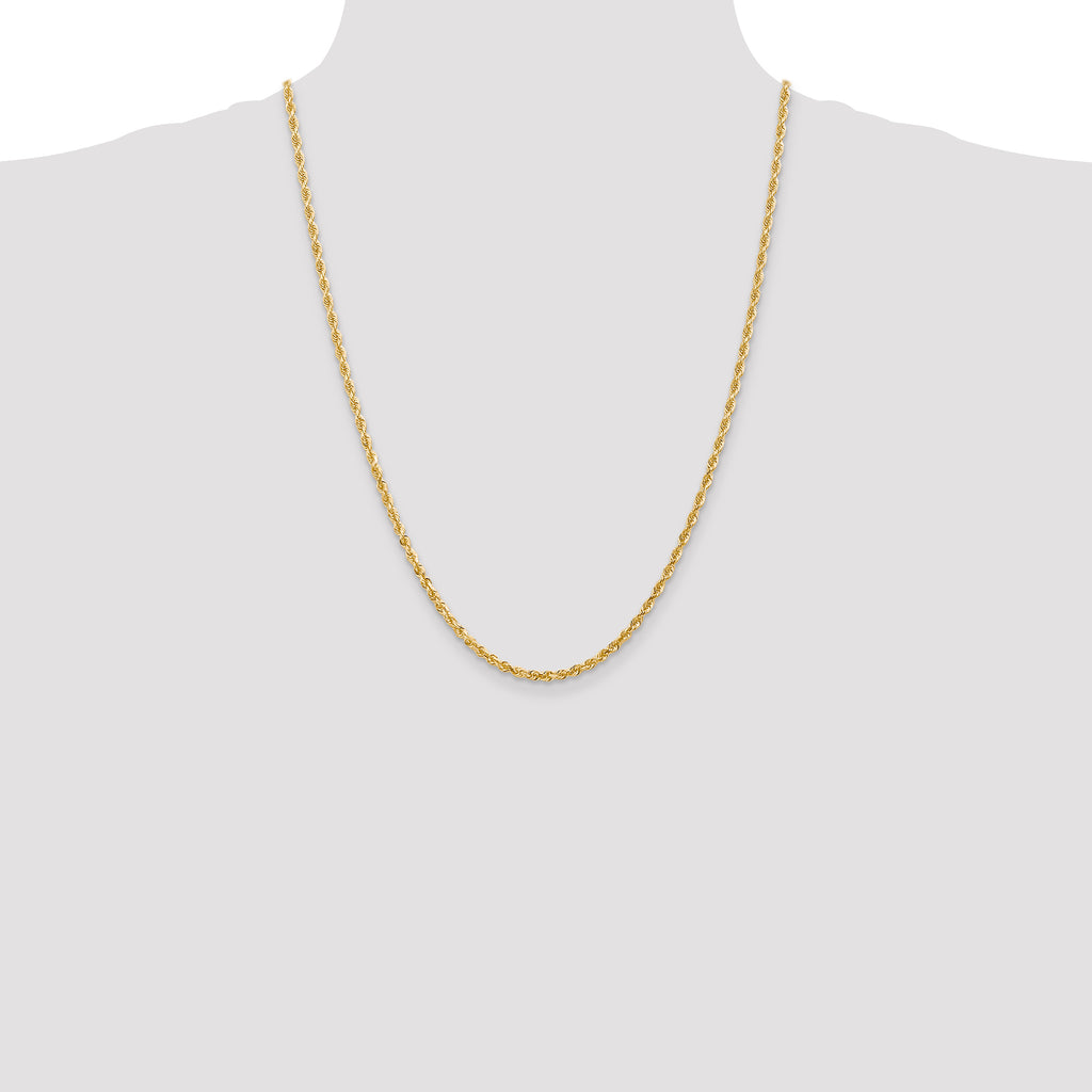14k 3.0mm Diamond-Cut Lightweight Rope Chain