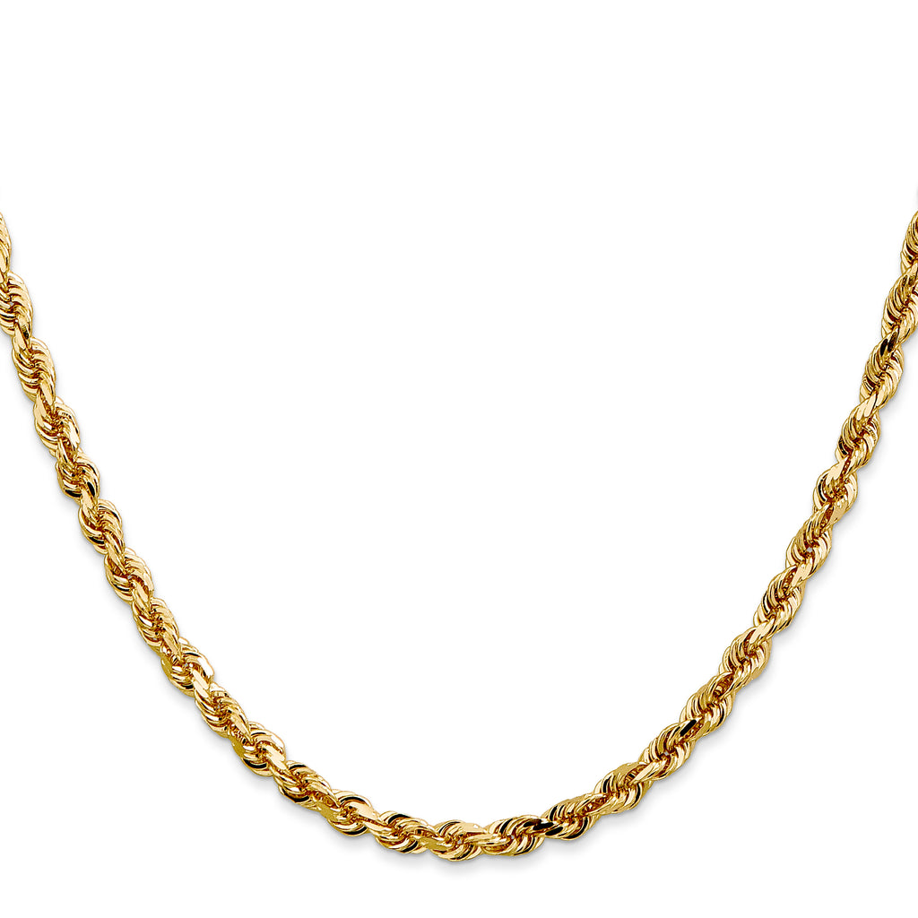 4.0mm 14K Yellow Gold Diamond-Cut Lightweight Rope Chain - Sophia Jewelers