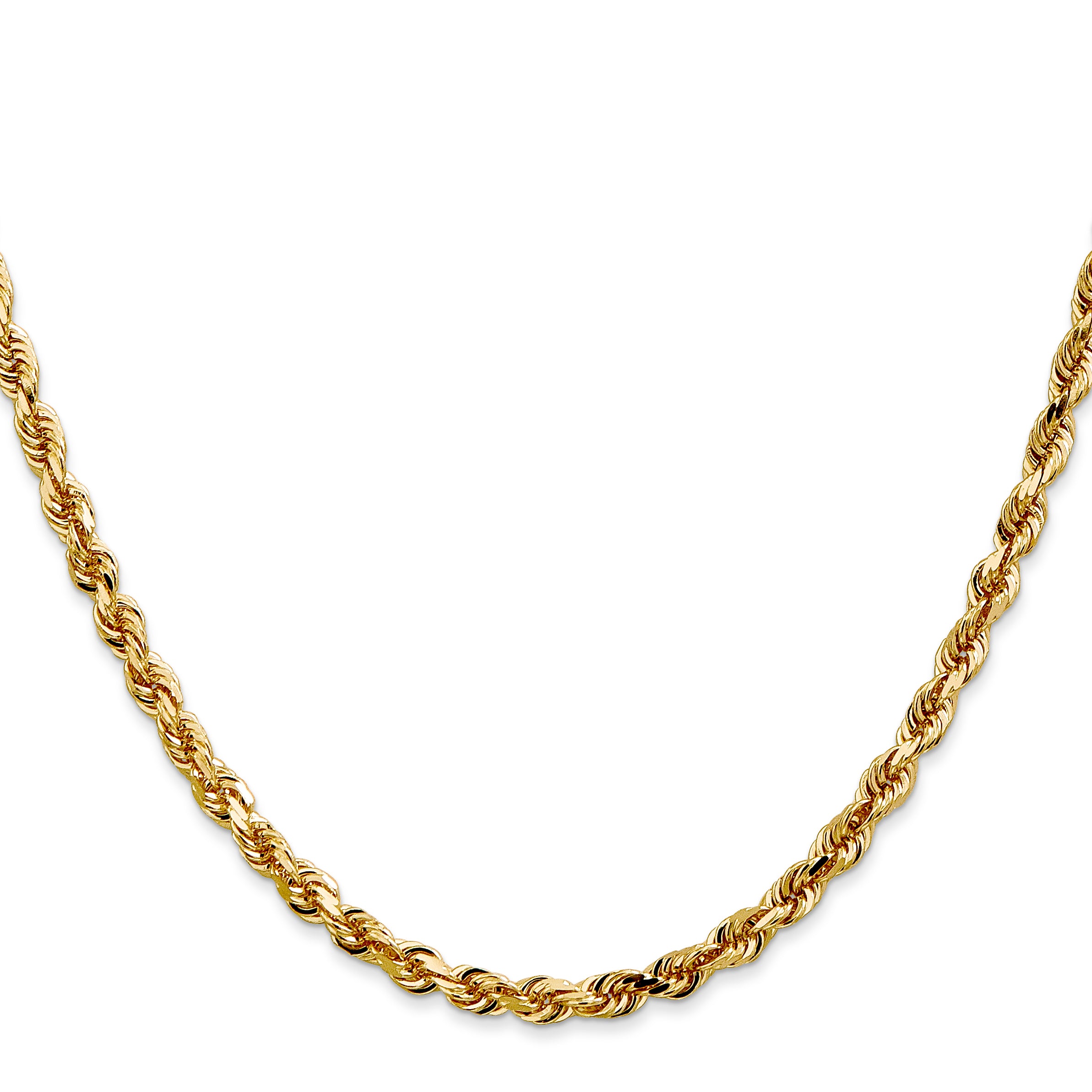 4.0mm 14K Yellow Gold Diamond-Cut Lightweight Rope Chain - Sophia Jewelers