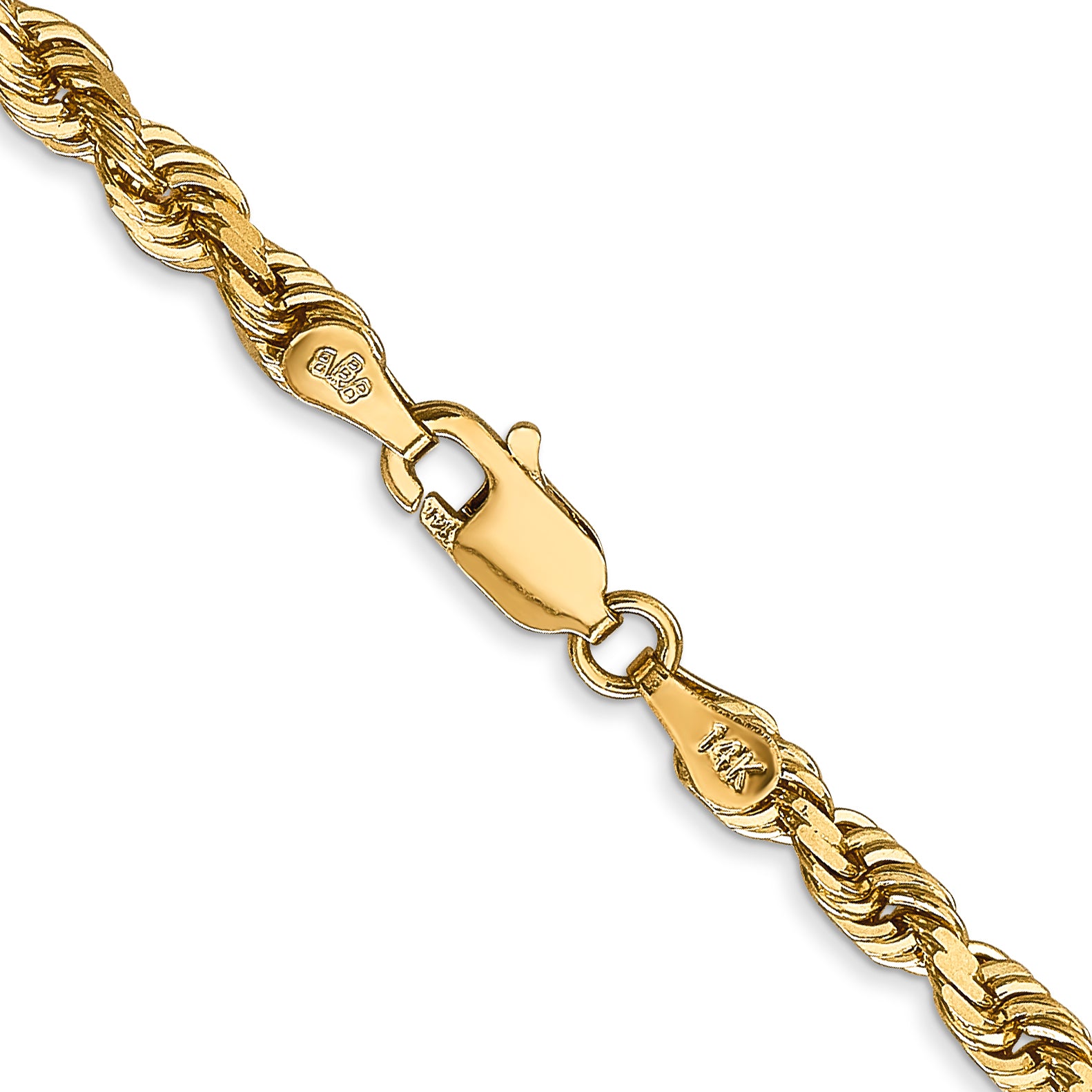 4.0mm 14K Yellow Gold Diamond-Cut Lightweight Rope Chain - Sophia Jewelers