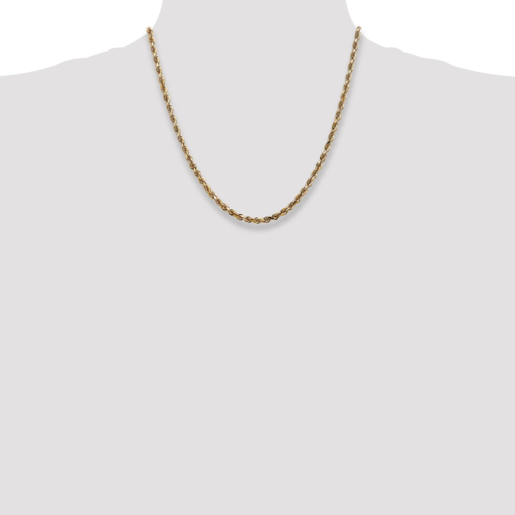 4.0mm 14K Yellow Gold Diamond-Cut Lightweight Rope Chain - Sophia Jewelers