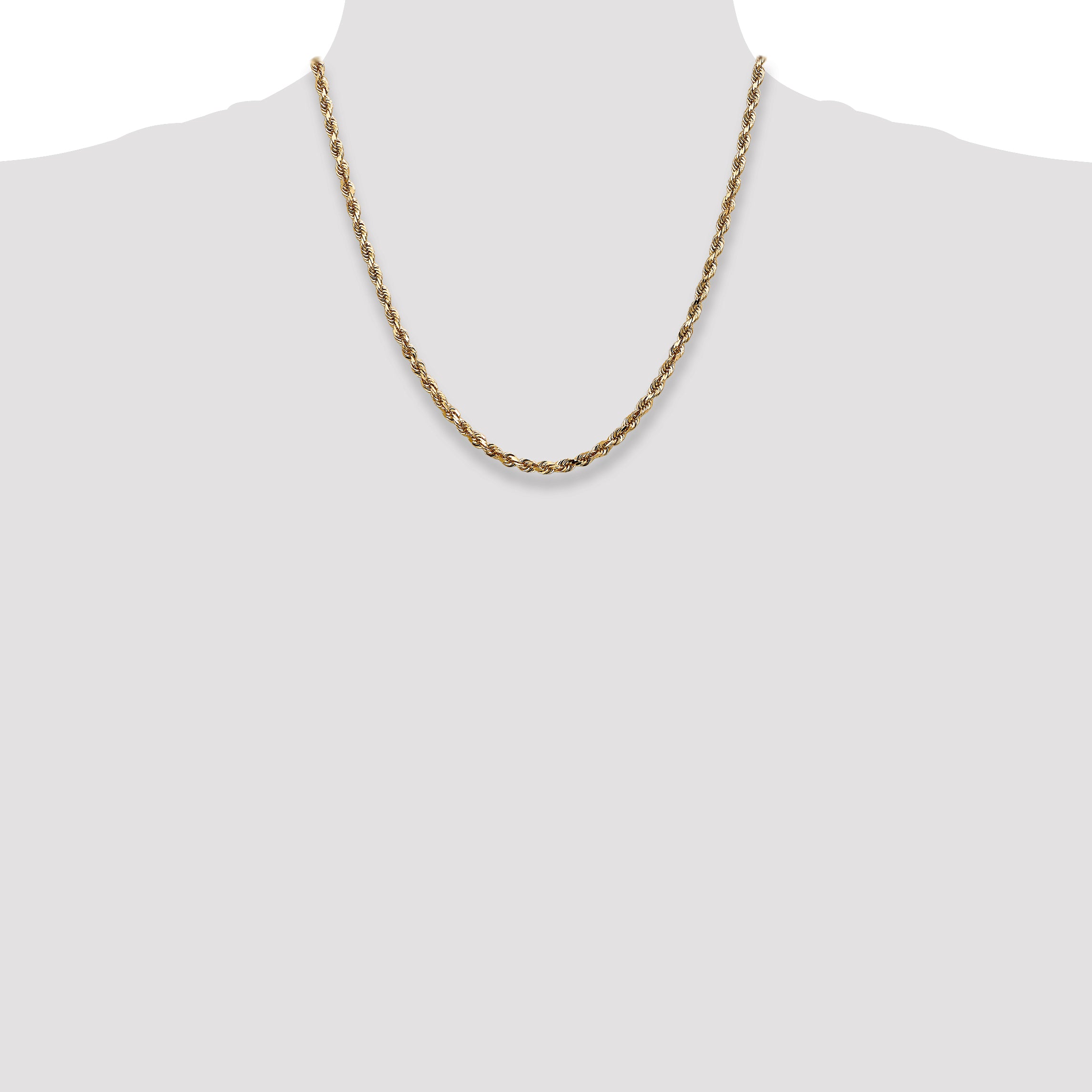 4.0mm 14K Yellow Gold Diamond-Cut Lightweight Rope Chain - Sophia Jewelers