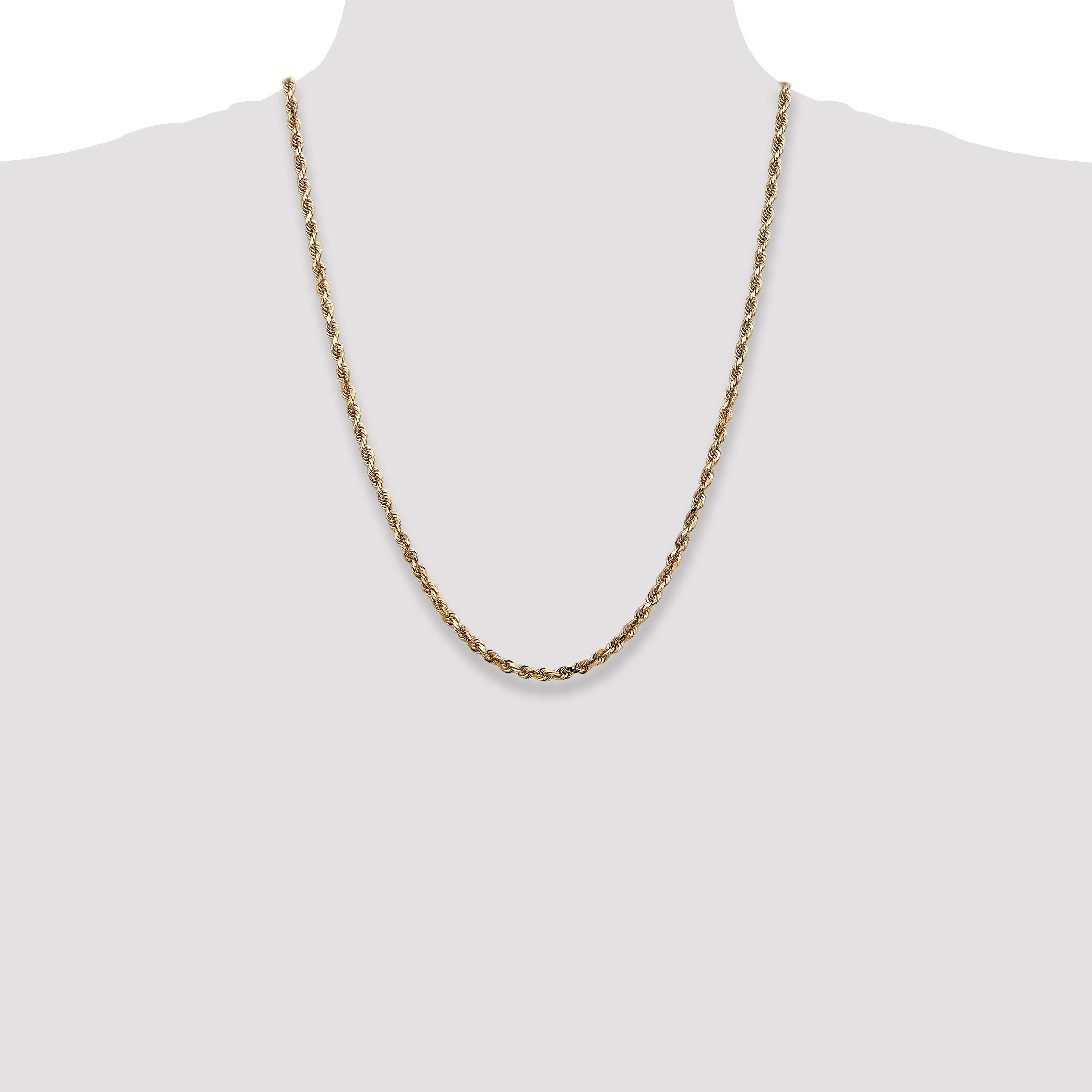 14k 4mm Diamond-Cut Lightweight Rope Chain