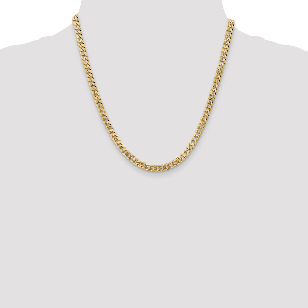 5.75mm 14K White Gold Flat Beveled Curb Chain - Sophia Jewelers