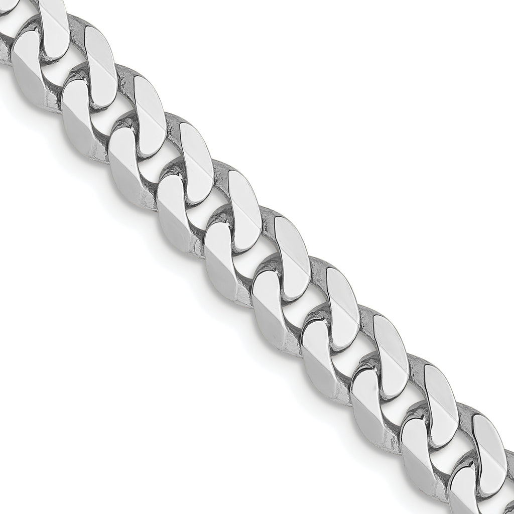 5.75mm 14K White Gold Flat Beveled Curb Chain - Sophia Jewelers