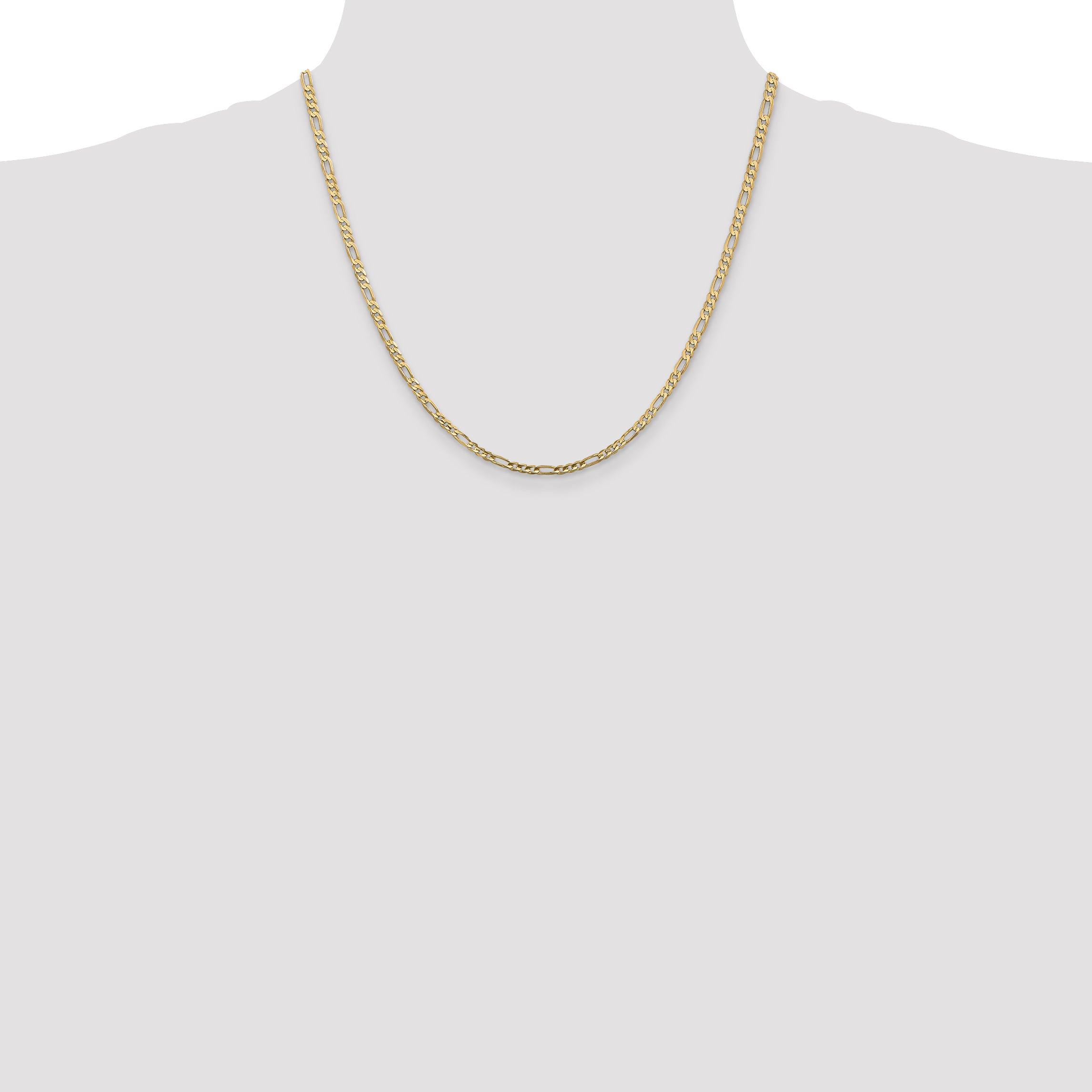 14k 3mm Concave Open Figaro Chain