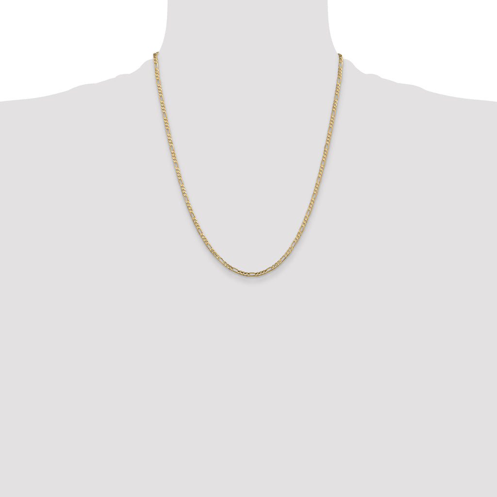 14k 3mm Concave Open Figaro Chain