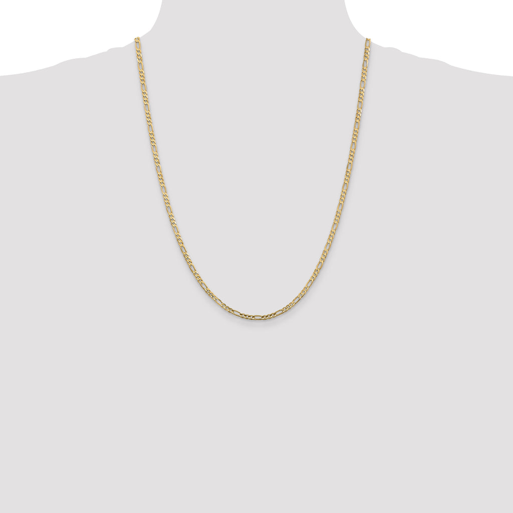 14k 3mm Concave Open Figaro Chain