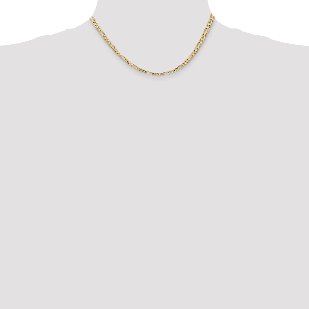 4.0mm 14K Yellow Gold Concave Figaro Chain - Sophia Jewelers