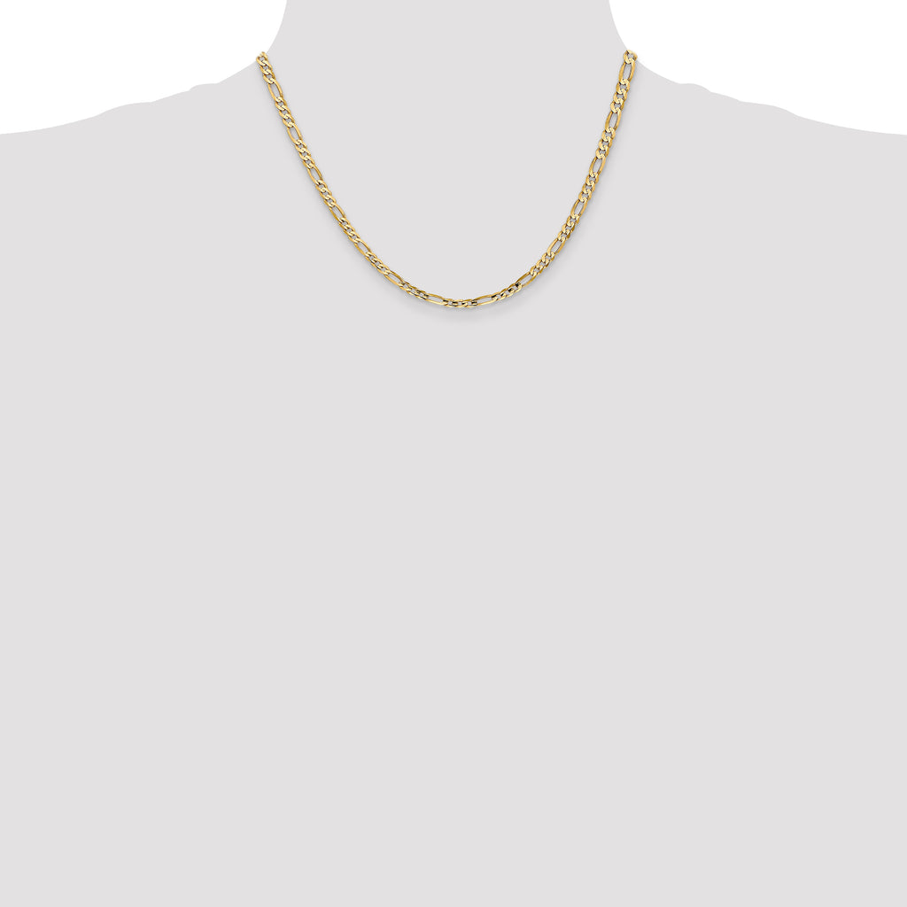 14k 4mm Concave Open Figaro Chain