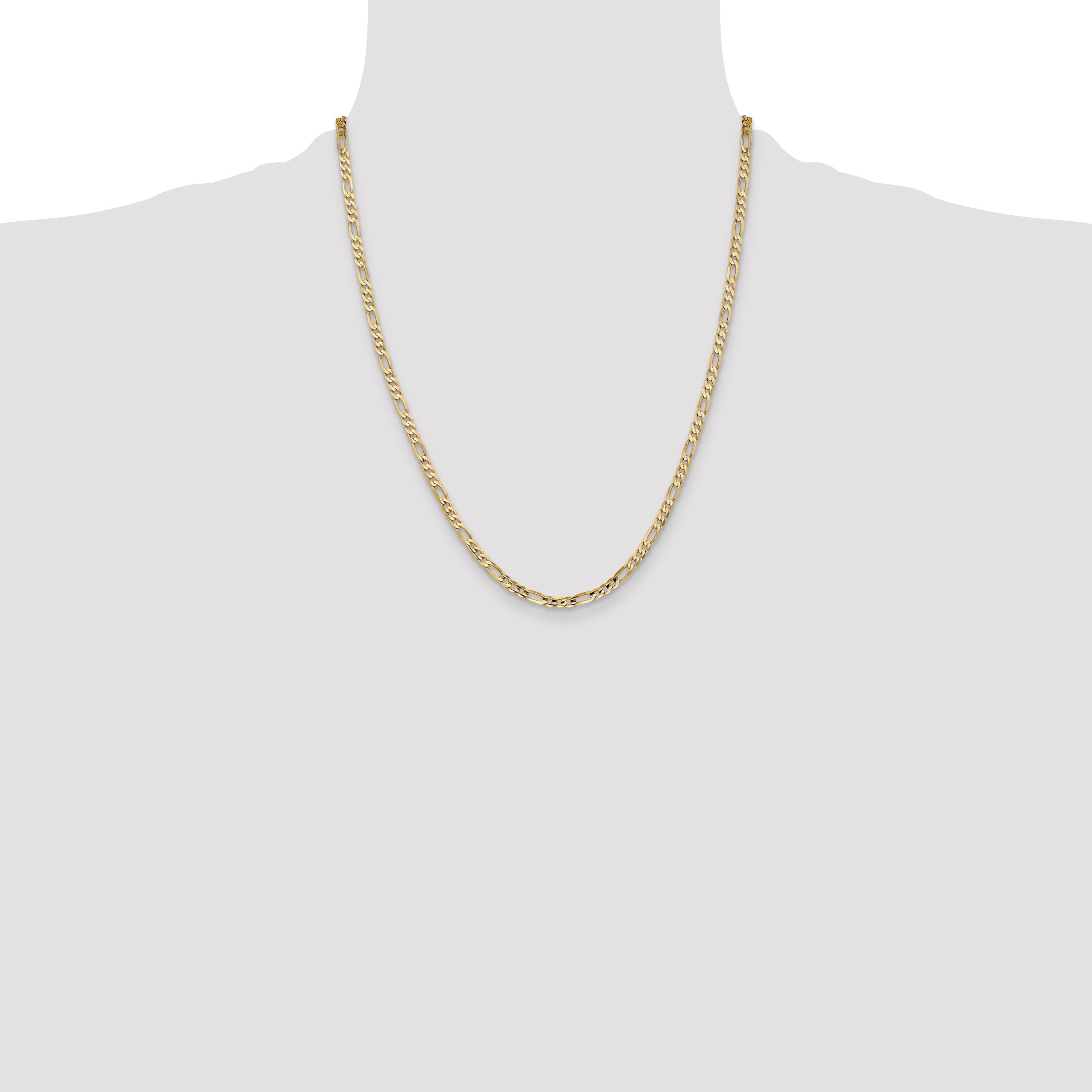 14k 4mm Concave Open Figaro Chain