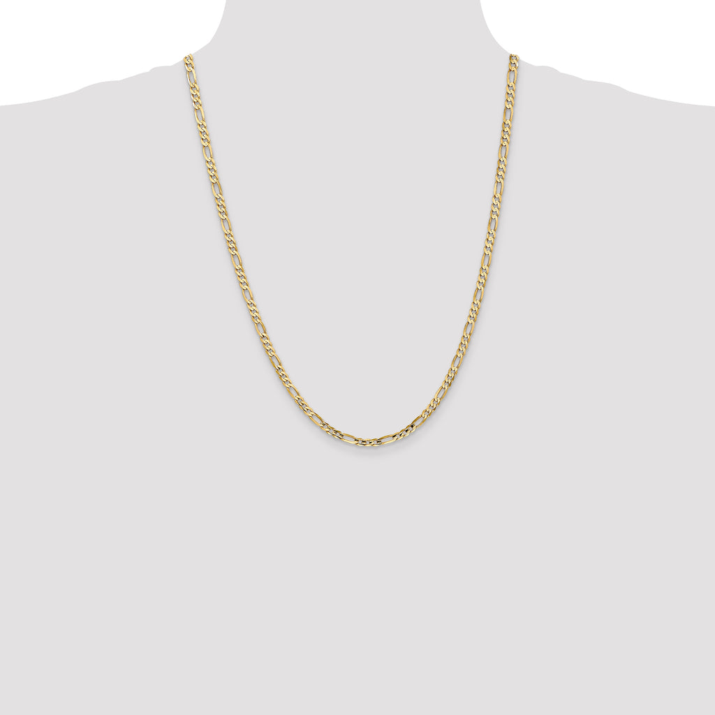 14k 4mm Concave Open Figaro Chain