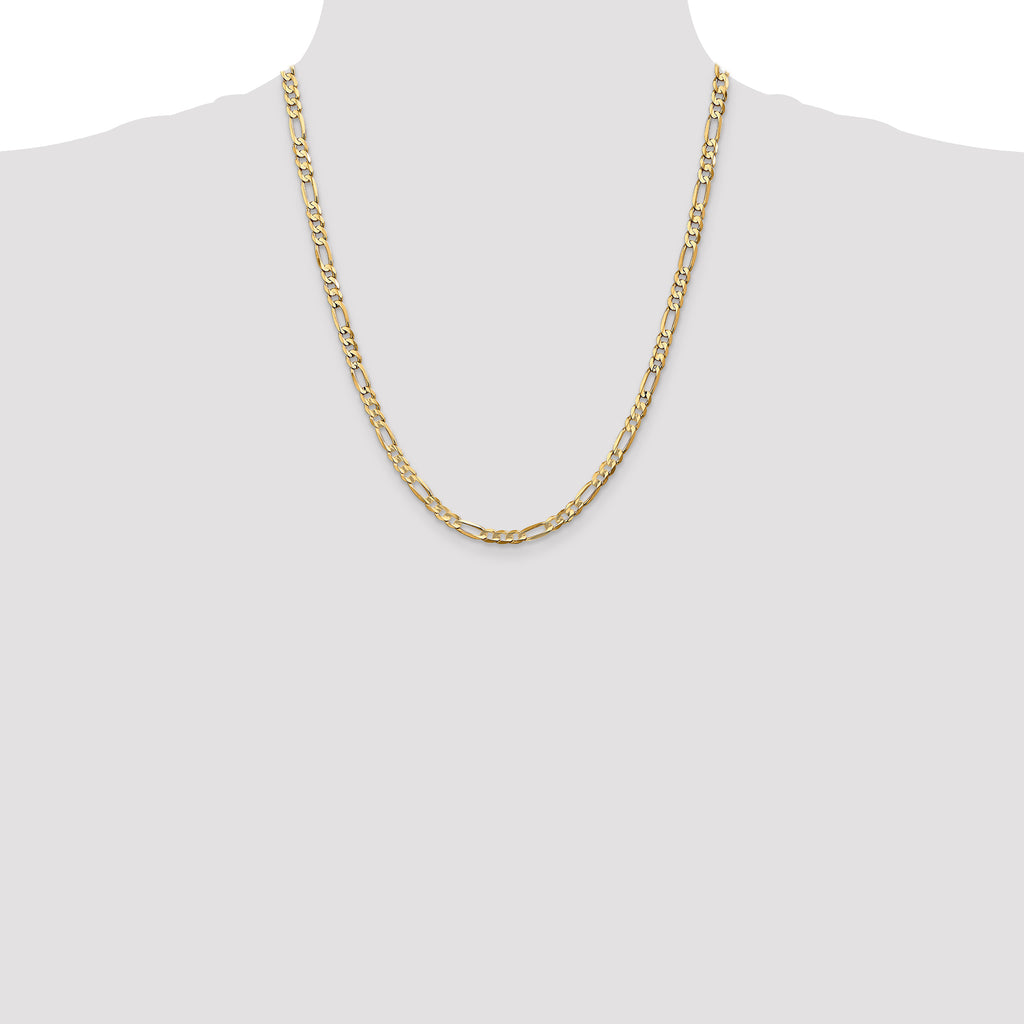 14k 4.5mm Concave Open Figaro Chain