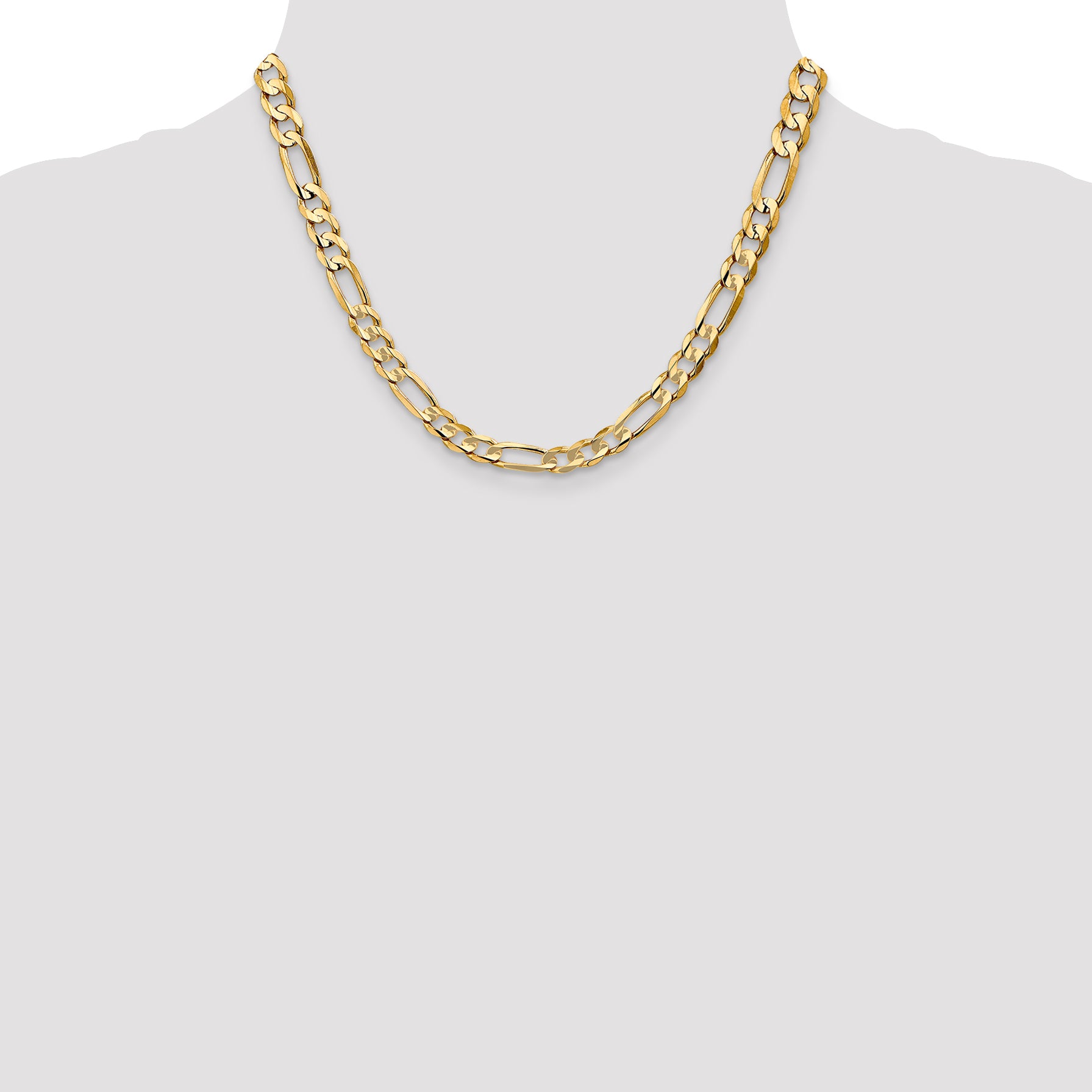 6.75mm 14K Yellow Gold Concave Figaro Chain - Sophia Jewelers