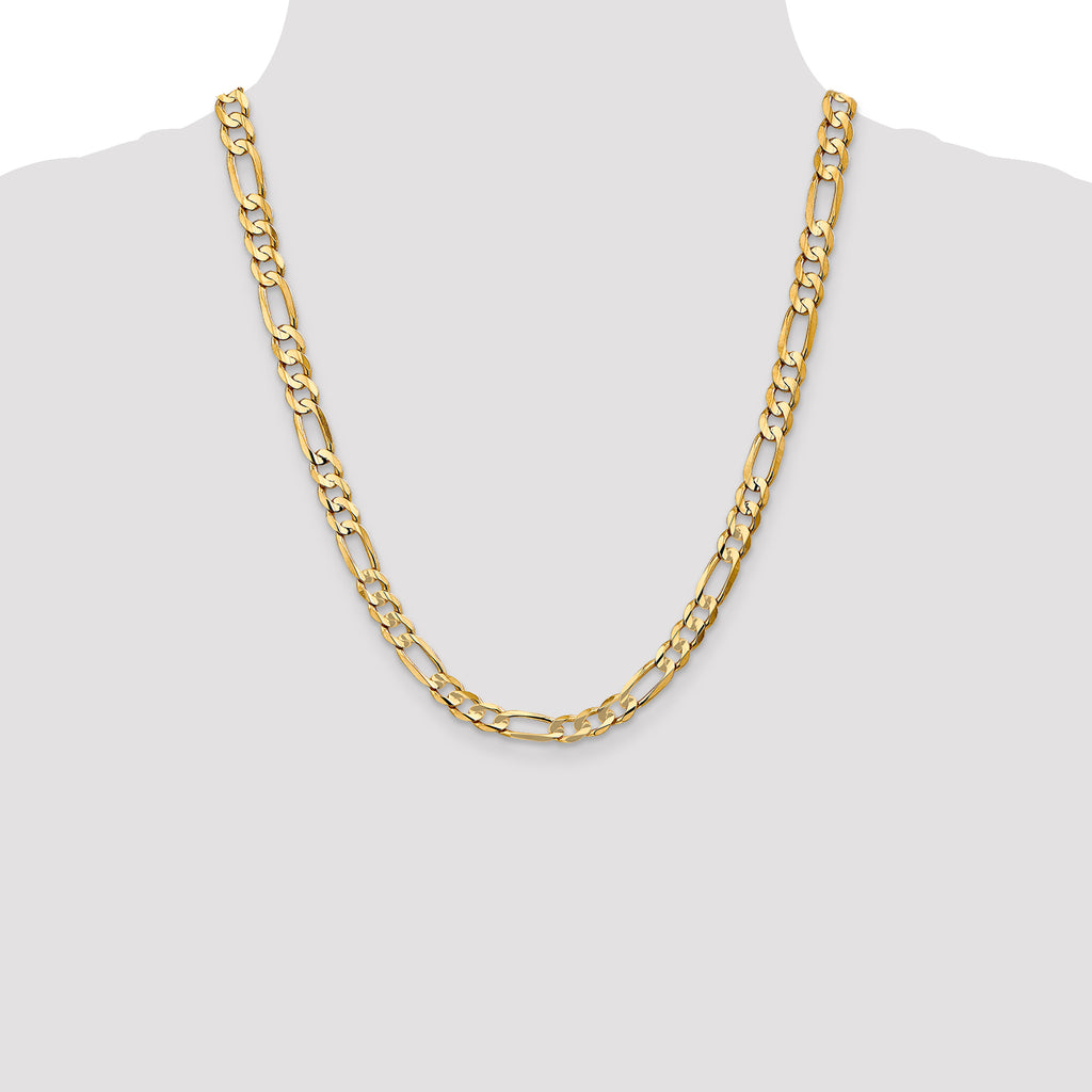 14k 6.75mm Concave Open Figaro Chain