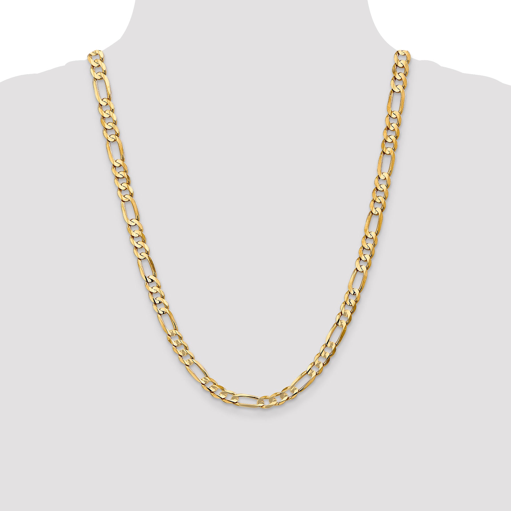 14k 6.75mm Concave Open Figaro Chain