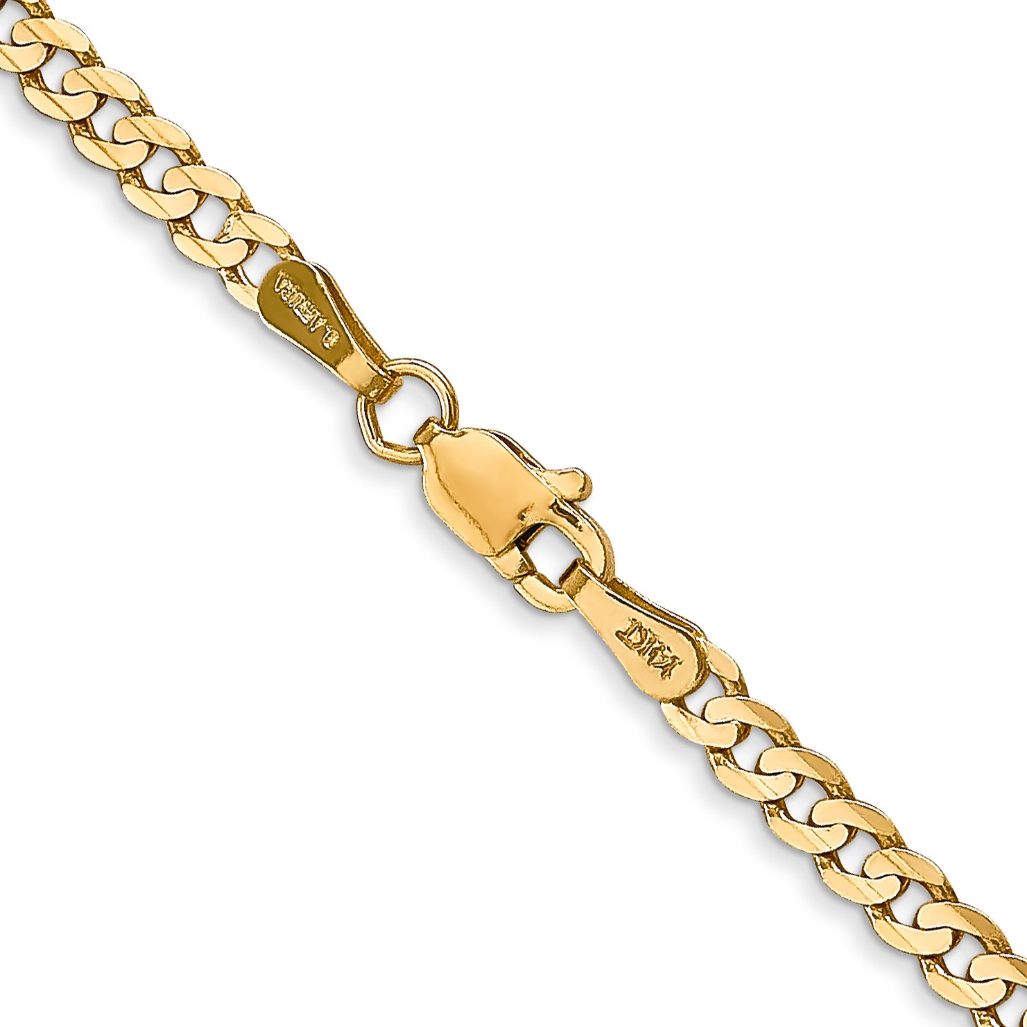 3.0mm 14K Yellow Gold Open Concave Curb Chain - Sophia Jewelers