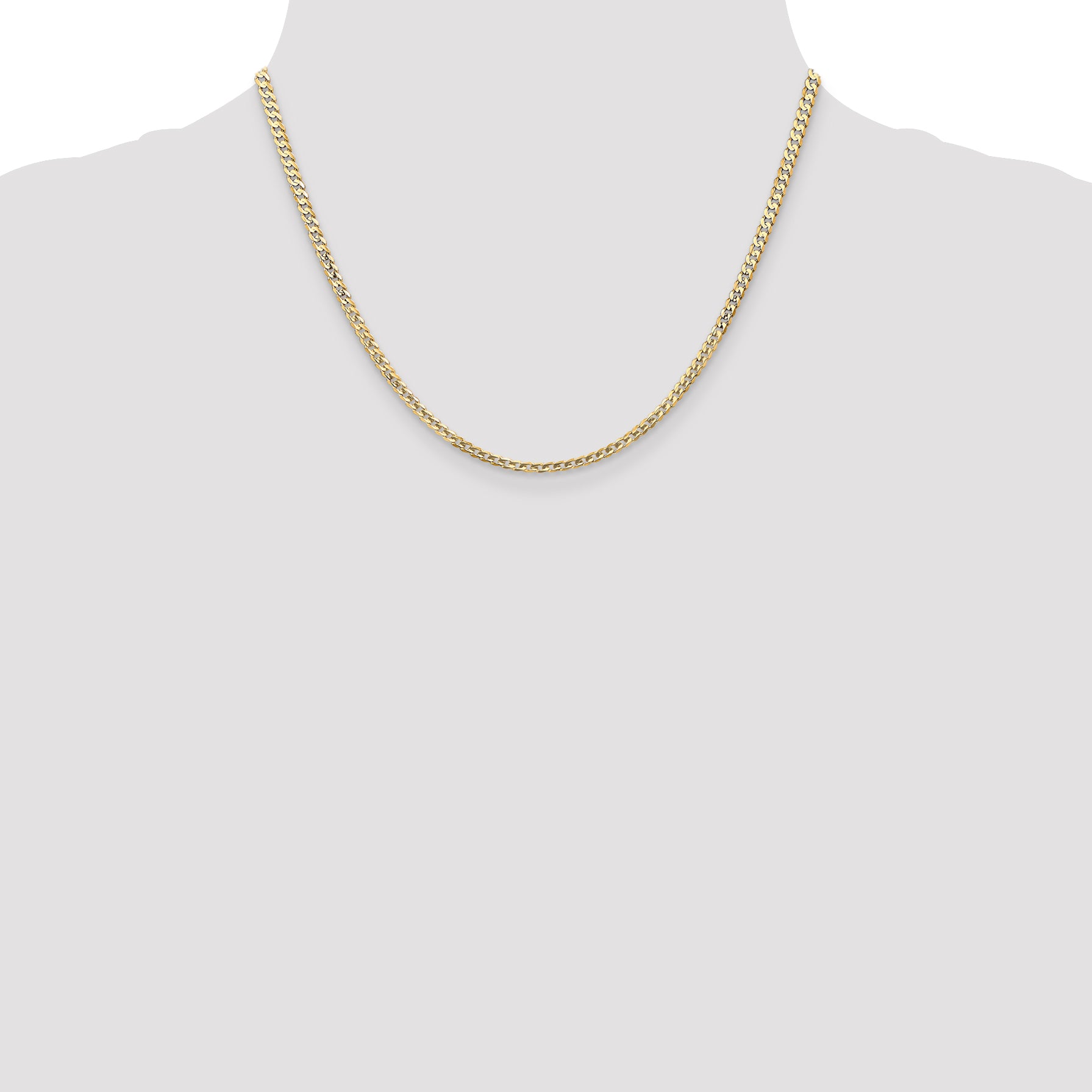 3.0mm 14K Yellow Gold Open Concave Curb Chain - Sophia Jewelers